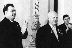 Brezhnev (left) with Khruschev