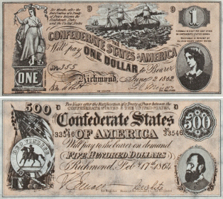Confederate Currency $1 $500