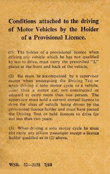 UK Driving Licence 1960