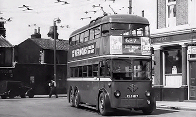 Trolley bus showing aerial linkages